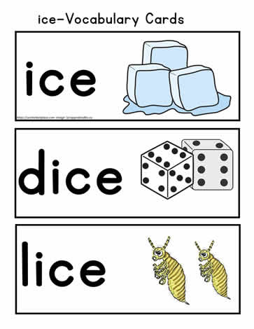 ice Vocabulary Cards