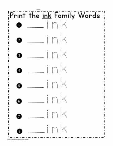 ink Spelling List