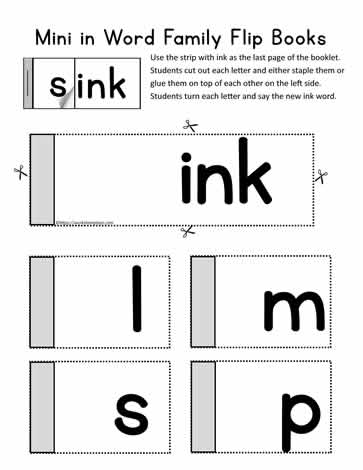 Word Family Flip Book For ink 