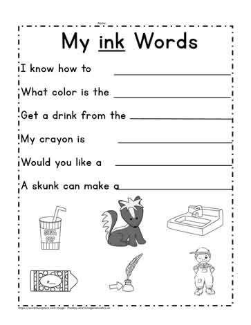 ink Word Family Sentences