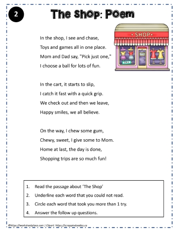 Reading Comprehension About The Shop:Poem