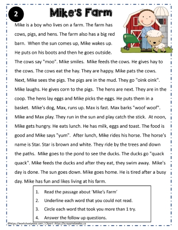 Reading Comprehension About Mike's Farm