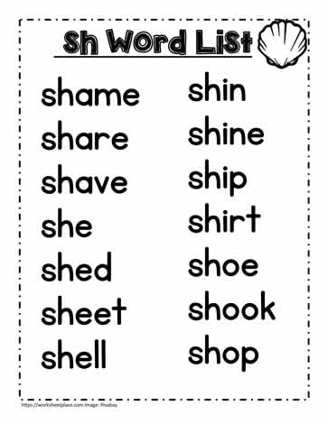 A sh Spelling List