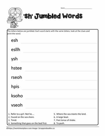 Jumbled Words for sh Digraphs