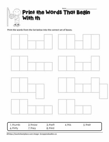 th Digraph Word Shapes