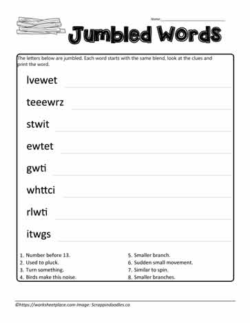 Jumbles Words for tw Blends