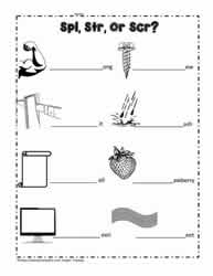 spl, scr, str Blend Activities Worksheets