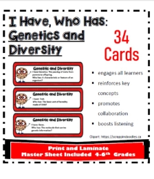 5th Grade I Have, Who Has, Genetics and Diversity