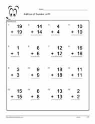 Adding Doubles to 20 Worksheet-10