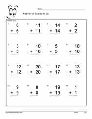 Adding Doubles to 20 Worksheet-13