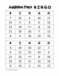 Addition Bingo Cards 23-24