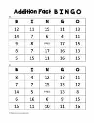 Addition Bingo Cards 25-26