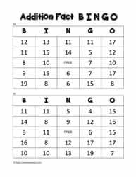 Addition Bingo Cards 29-30