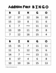 Addition Bingo Cards 5-6
