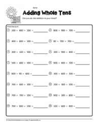 Adding Whole Tens Worksheets