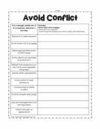Avoid Conflict Worksheet