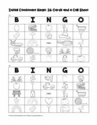 Initial Consonant Bingo Cards 15-16