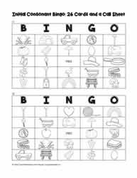 Initial Consonants Bingo Cards 21-22