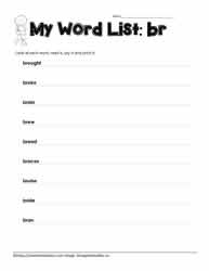 Blend Spelling List for br