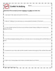 Bullying or Conflict Worksheet