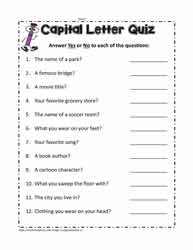 Capital Letter Use Quiz