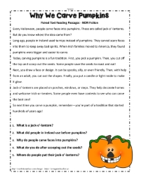 Carve Pumpkins Comprehension