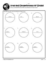 Area and Circumference of Circles cm