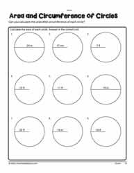 Area and Circumference of Circles 