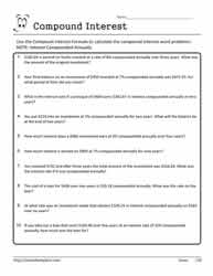 Compound Interest Worksheets