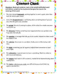 4th Grade Context Clues Worksheets