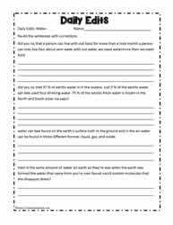 Editing Worksheet About Water