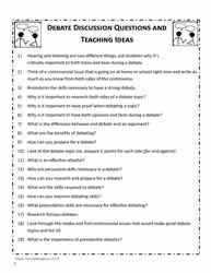 Debate Teaching Ideas and Questions