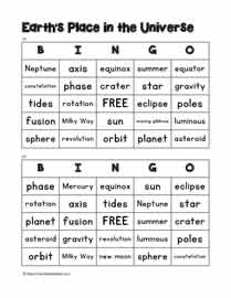 Earth Space Bingo 19-20