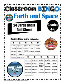 Earth and Space Bingo