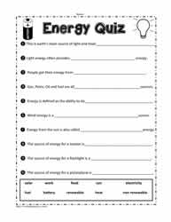 Energy Worksheets