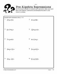 Evaluate the Expression Worksheet 12