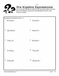 Evaluate the Expression Worksheet 3
