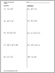 Simplify Exponents Worksheets