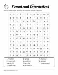 Force Motion Wordsearch