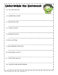 Halloween unscramble sentences