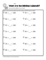 Missing Addends Addition 100-3