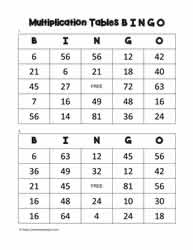 Multiplication Bingo Cards 17-18