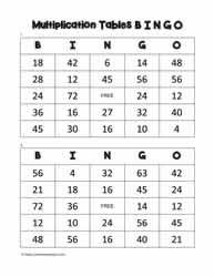 Multiplication Bingo Cards 3-4