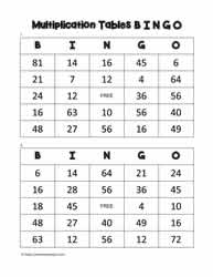 Multiplication Bingo Cards 5-6