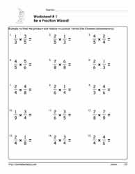 Multiply Fractions Worksheet 1