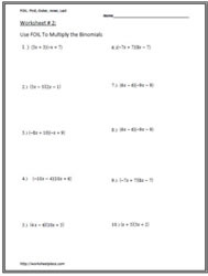 Multiply the Binomials Worksheet 2