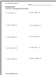 Multiply the Binomials Worksheet 3
