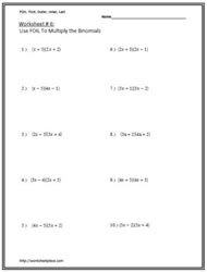 Multiply the Binomials Worksheet 6