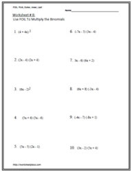 Multiply the Binomials Worksheet 8