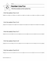 Numberline Worksheet 2 of 10